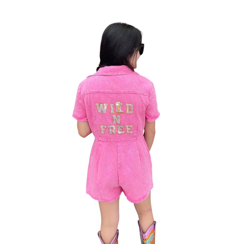 NEW PEACH LOVE wild & free romper in hot pink - Picture 2 of 4